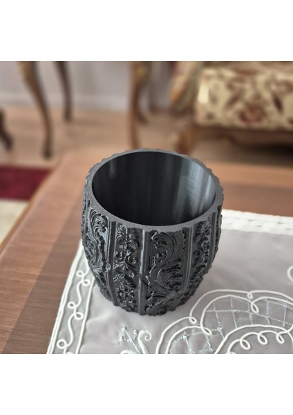 Modern Işlemeli Dekoratif Saksı - Siyah Petg - Iç Mekan ve Dış Mekan Kullanımına Uygun modelleri