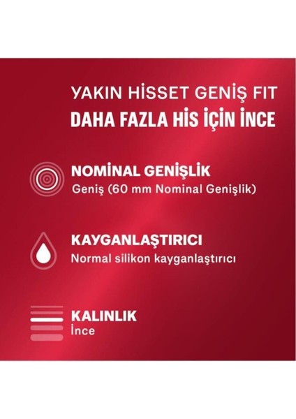 Yakın Hisset Xl Ince Prezervatif 16'lı, Geniş Fit modelleri