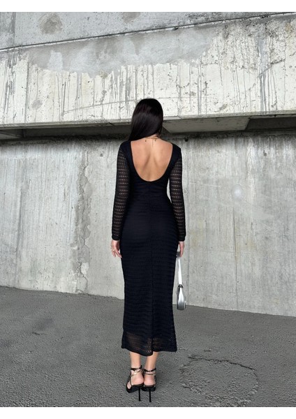 Sırt Dekolteli File Detaylı Elbise modelleri