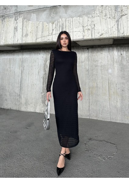 Sırt Dekolteli File Detaylı Elbise fırsatları