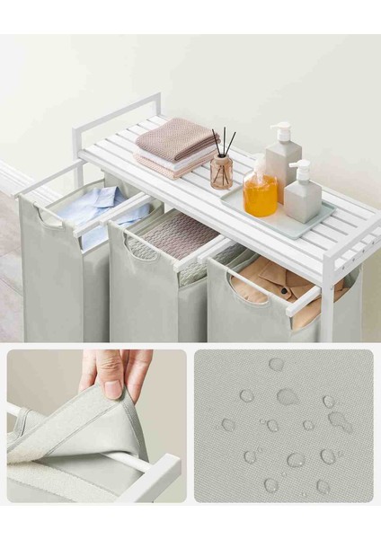 Çamaşır Sepeti 3 Bölmeli, Raflı Çamaşır Torbası, Çamaşır Kutusu, Oxford Kumaş indirimleri