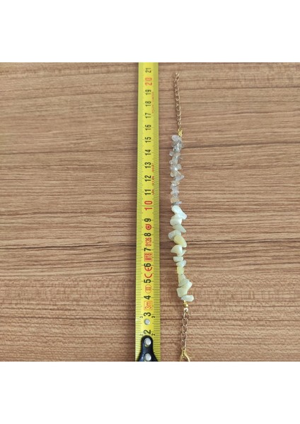 Sarımsı Yeşim ve Şeffaf Kristal Taşlı Ayarlanabilir Bileklik- 4903 fiyatları