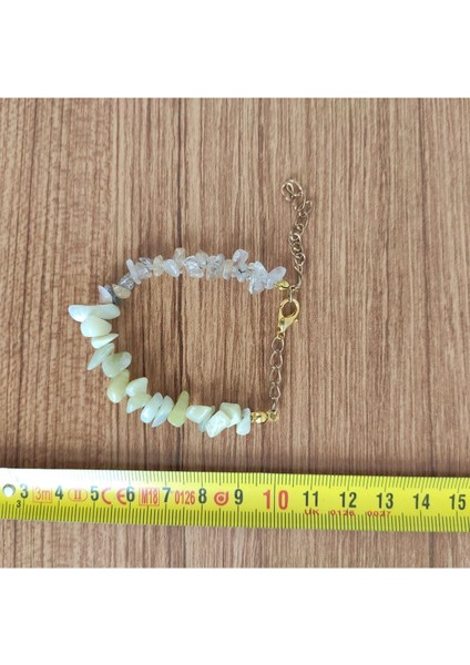 Sarımsı Yeşim ve Şeffaf Kristal Taşlı Ayarlanabilir Bileklik- 4903 modelleri