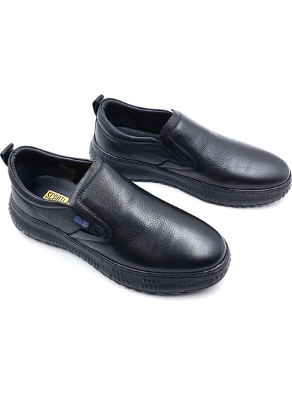 S22308 Hakiki Deri Hafif ve Yumuşak Tasarım Siyah Erkek Bağcıksız Konfor Ayakkabı indirimleri