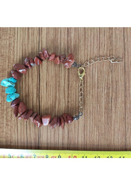 Etnik Tarz Turkuaz & Jasper Doğal Taşlı Ayarlanabilir Bileklik - 9991 modelleri