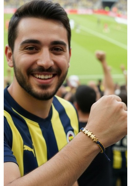 Sarı Kırmızı 5 Yıldız Taraftar Bilekliği – El Yapımı Ayarlanabilir fırsatları