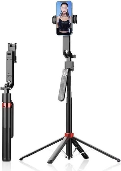 iPhone 12 Pro Max Uyumlu Akıllı Gimbal Selfie Çubuğu 1.8m Tripod Otomatik Yüz Takibi
