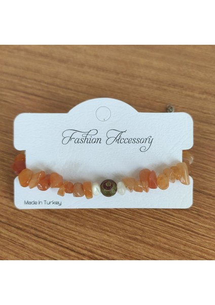 Turuncu Akik & Hindistan Akik Bileklik - 8483