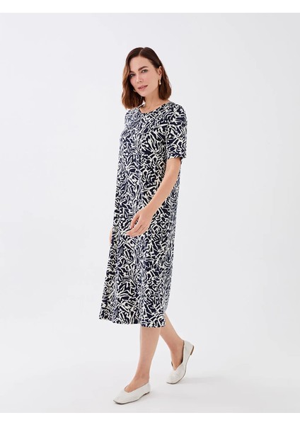 Lcw Grace Bisiklet Yaka Desenli Kısa Kollu A Kesim Kadın Elbise fiyatları