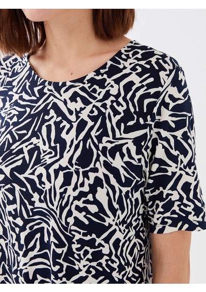 Lcw Grace Bisiklet Yaka Desenli Kısa Kollu A Kesim Kadın Elbise fırsatları