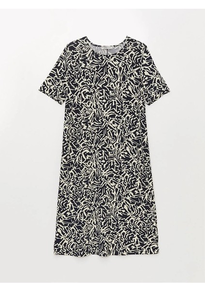 Lcw Grace Bisiklet Yaka Desenli Kısa Kollu A Kesim Kadın Elbise