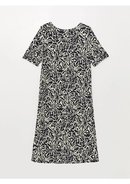 Lcw Grace Bisiklet Yaka Desenli Kısa Kollu A Kesim Kadın Elbise