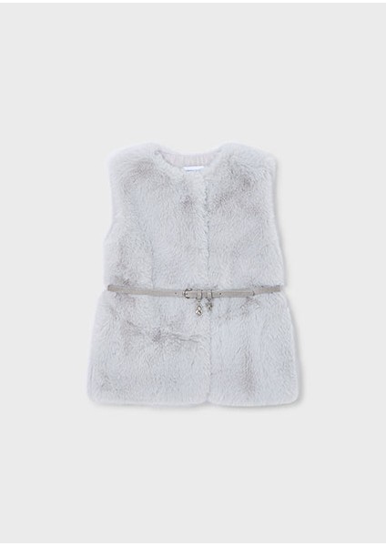 Gri Kız Çocuk Kemerli Kürk Yelek 4315