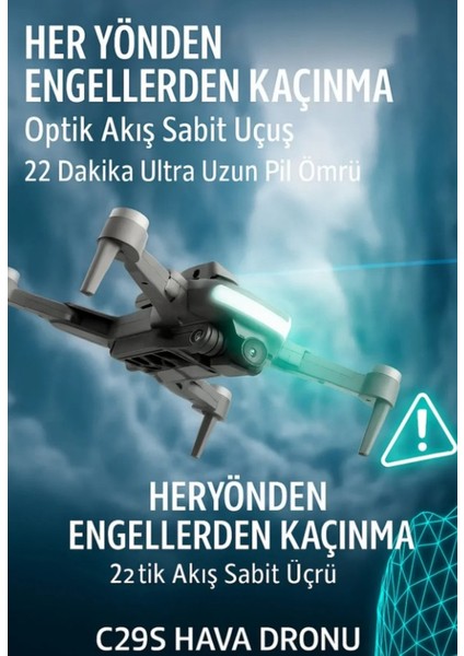 C29S Hava Dronu 4k– 200 Mp Hd Kamera 4,5″ LCD Kumanda Gps & Engel Kaçınma indirimleri