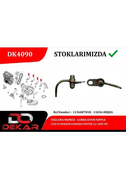 Yağlama Memesi Clio Iv-Dokker-Sandero-Duster 12 K9K Y.m Gnzrz