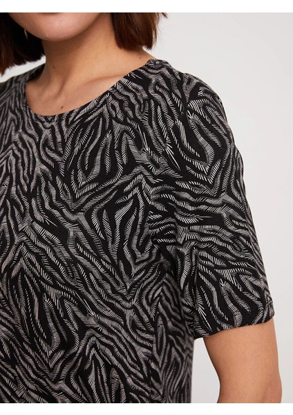 Lcw Grace Bisiklet Yaka Desenli Kısa Kollu A Kesim Kadın Elbise fırsatları