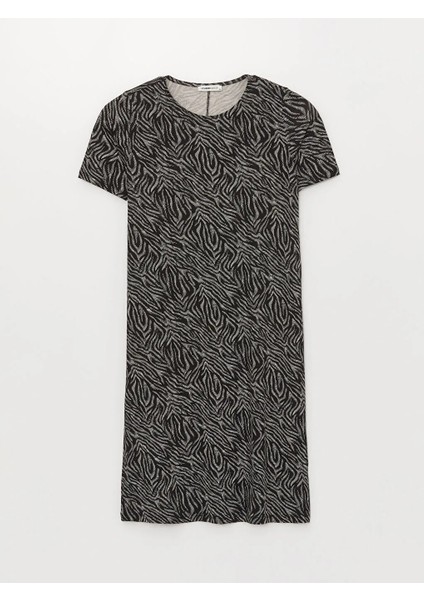 Lcw Grace Bisiklet Yaka Desenli Kısa Kollu A Kesim Kadın Elbise