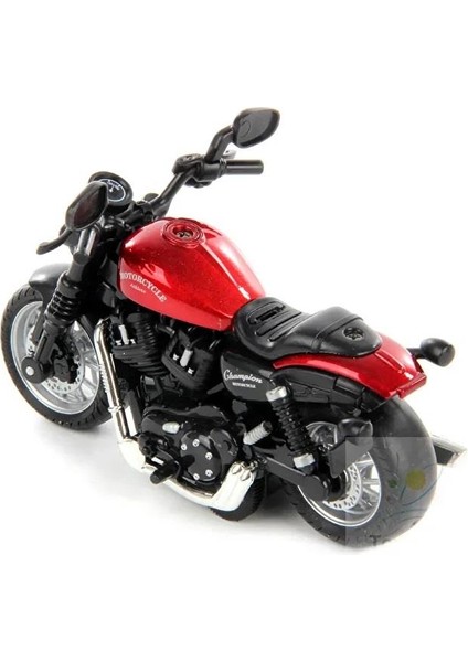 Çek Bırak1:14 Die-Cast Clasic Motosiklet - Kırmızı