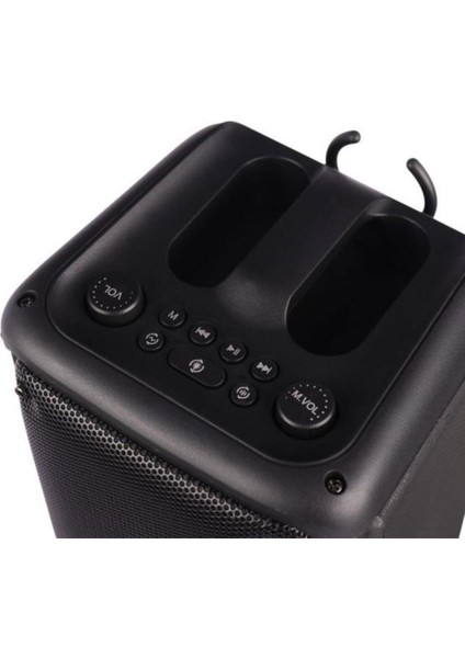 1973 Kablosuz Mikrofonlu Radyo / USB / Hafiza Kartli Rgb Ledli Taşınabilir Bluetooth Hoparlör Parti Speaker fırsatları
