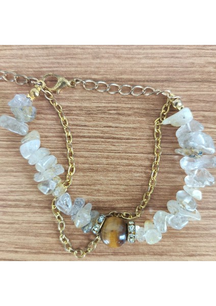 Kaplan Gözü ve Kristal Kuvars Doğal Taş Bileklik - 6817 modelleri