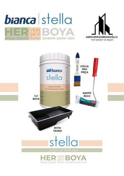 Stella Su Bazlı Saf Akrilik Boya ( 4 Parça Set ) Dolap-fayans-cam-plastik-ahşap-duvar-kapı