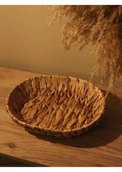 Hasır Su Sümbülü Ekmek Sepeti Oval