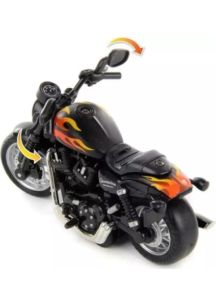 Çek Bırak1:14 Die-Cast Clasic Motosiklet - Alev Desenli modelleri