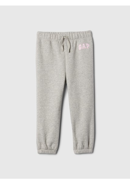 Kız Bebek Gri Gap Logo Kalp Desenli Pull-On Jogger Fleece Eşofman Altı