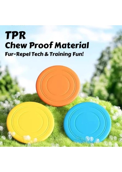 Dayanıklı Silikon Frizbi Köpek Oyuncağı Esnek ve Güvenli Yakalama Oyunu Diski 17.5 cm 1 Adet modelleri