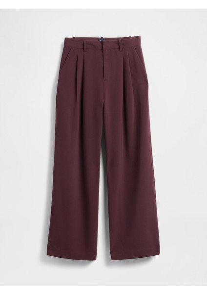 Kadın Bordo 365 High Rise Pileli Pantolon modelleri