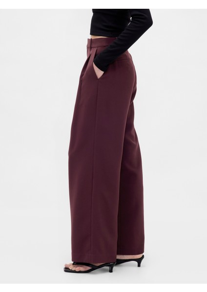 Kadın Bordo 365 High Rise Pileli Pantolon
