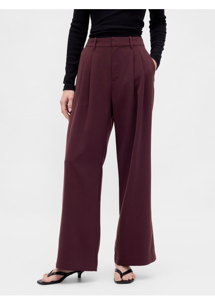 Kadın Bordo 365 High Rise Pileli Pantolon