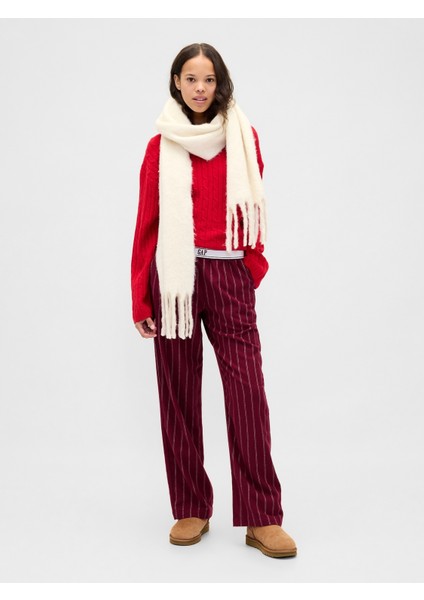 Kadın Bordo En Yumuşak Flannel Pijama Pantolonu fırsatları