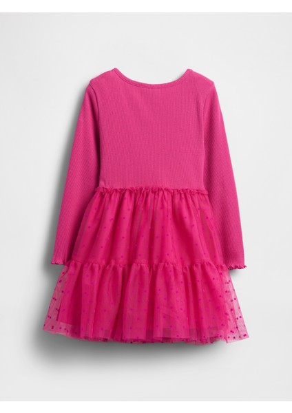 Kız Bebek Pembe Tül Detaylı Elbise modelleri