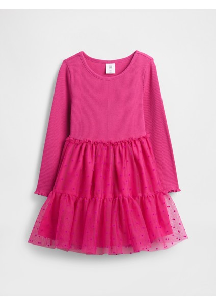 Kız Bebek Pembe Tül Detaylı Elbise fırsatları