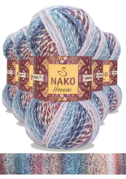 5 Adet Hercai Ebruli Hırka Kazak Atkı Bere El Örgü İpi Yünü 28132