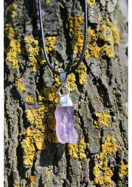 Ametist Doğal Taş Spiritüel Enerji Pagan Kolye