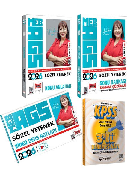 2026 Meb Ags Sözel Yetenek Konu Anlatımı-Video Ders Notları-Tamamı Çözümlü Soru Bankası(Yelda Ünal)