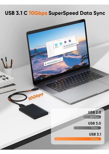 Ype-C To Micro B 3.1 HDD Harici Harddisk Kablosu 1 Metre Çevirici Dönüştürücü Şarj Cihazı Aktarıcı Kablo modelleri