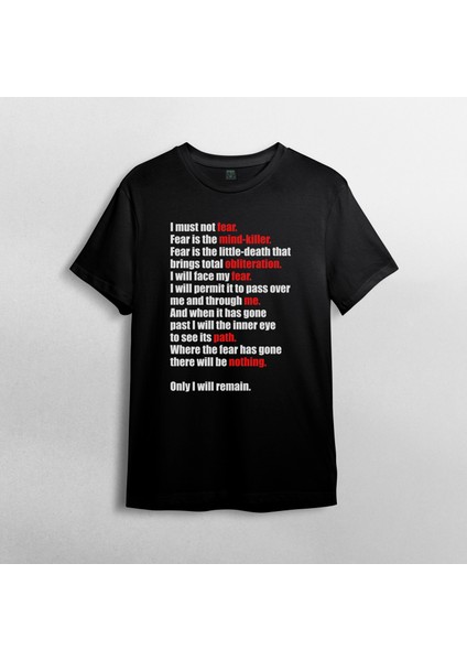 Dune - Litany Against Fear Unisex %100 Pamuklu Bisiklet Yaka T-Shirt fiyatları