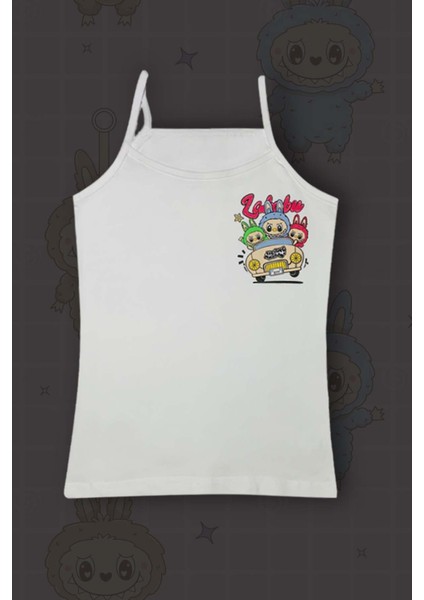 5'li Labubu Baskılı Pamuklu Kız Çocuk Atlet