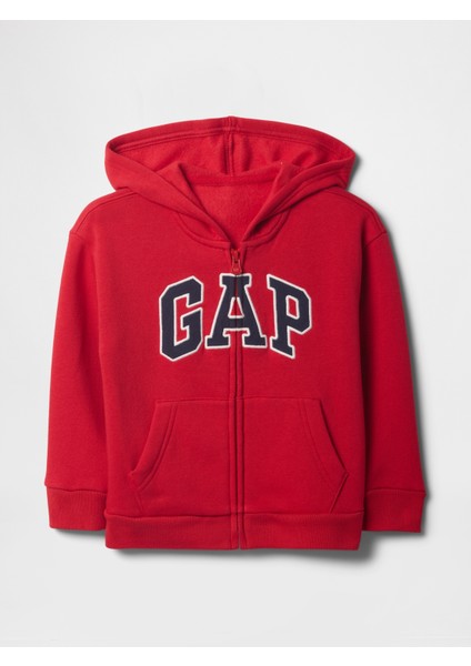 Erkek Bebek Kırmızı Gap Logo Fermuarlı Sweatshirt