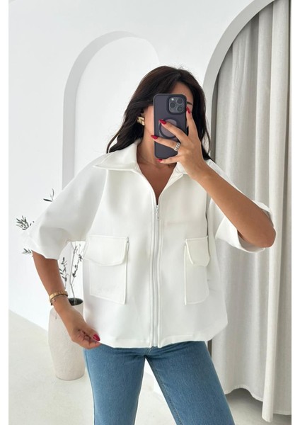 Kadın Scuba Kumaş Fermuarlı Ceket – Yapılandırılmış & Günlük Stil modelleri