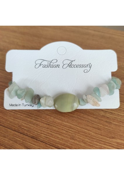Doğal Enerji Bilekliği – Amazonit, Yeşim ve Ahşap - 8212