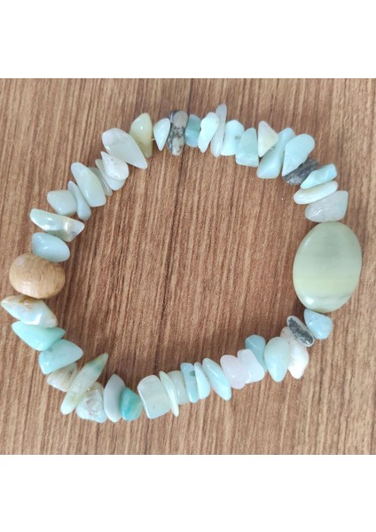 Doğal Enerji Bilekliği – Amazonit, Yeşim ve Ahşap - 8212 fiyatları