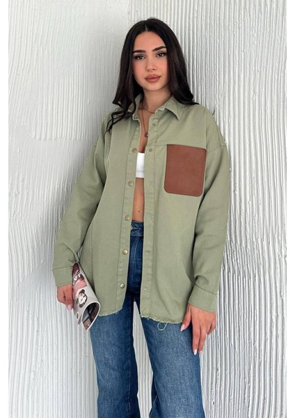 Kadın Püskül Detaylı Renk Bloklu Oversize Kot Gömlek – Katmanlı Stil fiyatları