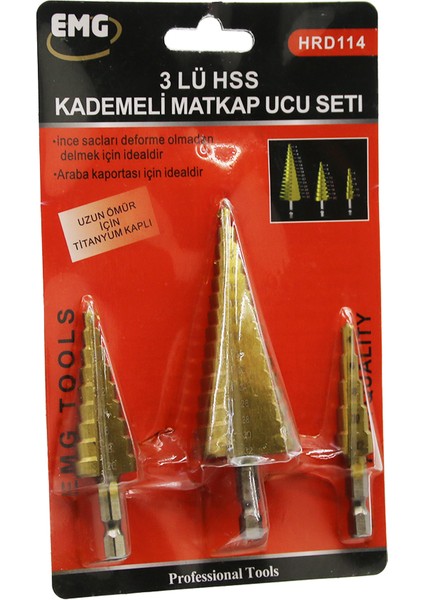 3 Parça Hss Kademeli Matkap Ucu Set (5250)