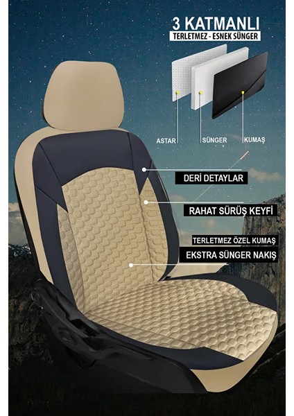Nissan Qashqai 1.2 Turbo Black Edition X-Tronic 2014 Uyumlu Plus Serisi Tay Tüyü Bej Oto Kılıfı Tam Set fiyatları