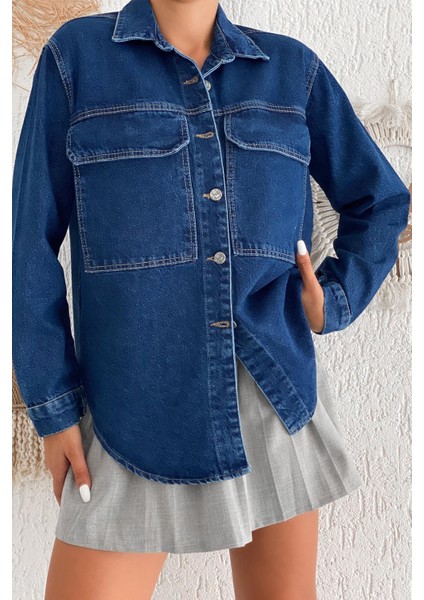 Kadın Denim Gömlek – Düğmeli & Astarsız Rahat Kesim fiyatları