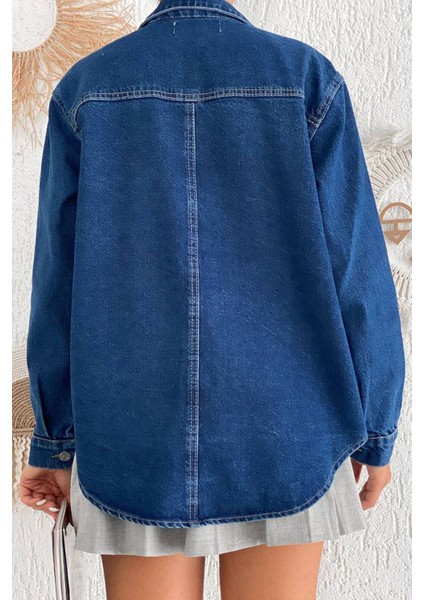 Kadın Denim Gömlek – Düğmeli & Astarsız Rahat Kesim fırsatları